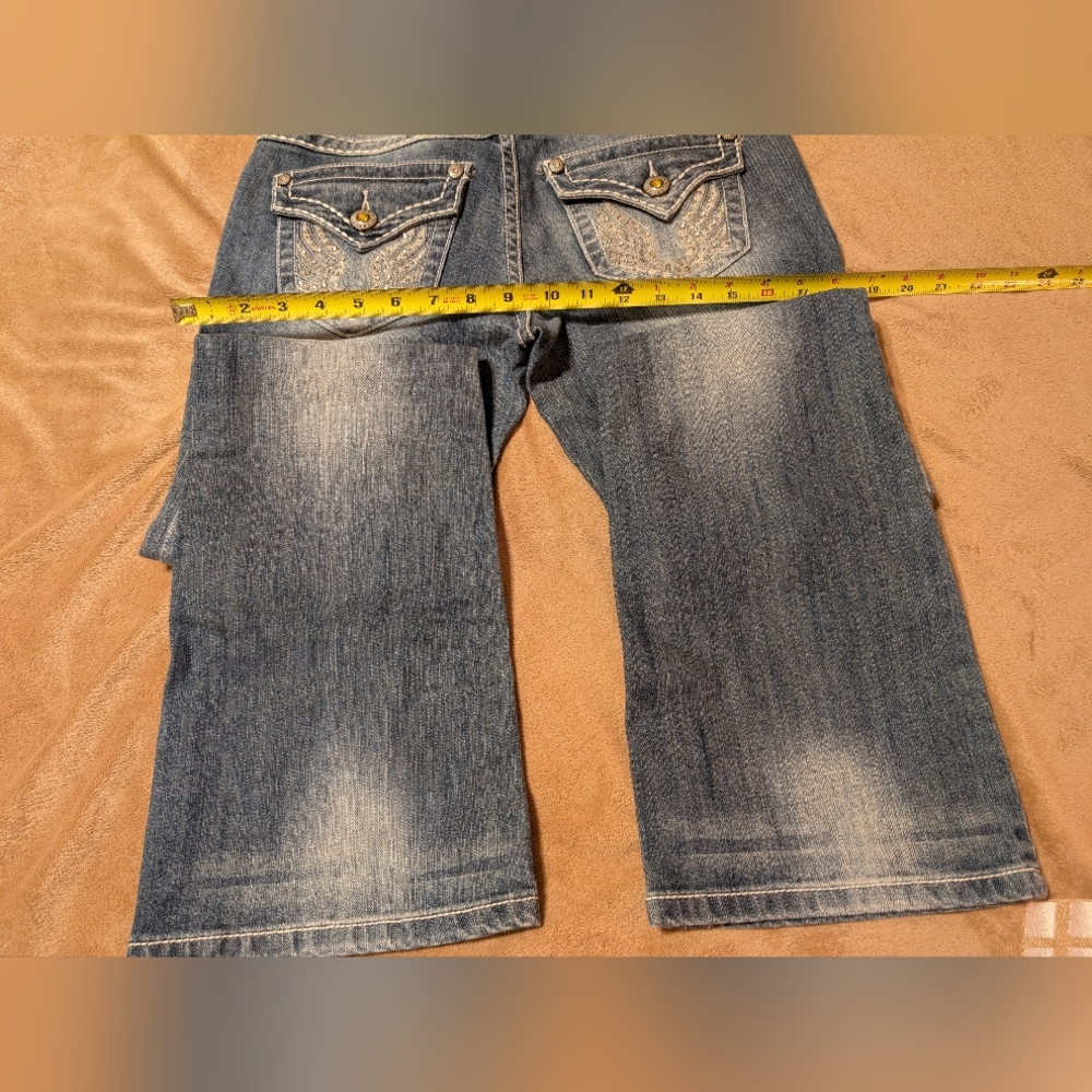 Authentic Harley-Davidson® Stylish Blue Jeans with Embellished Rhinestone Size 4 - Picture 3 of 16